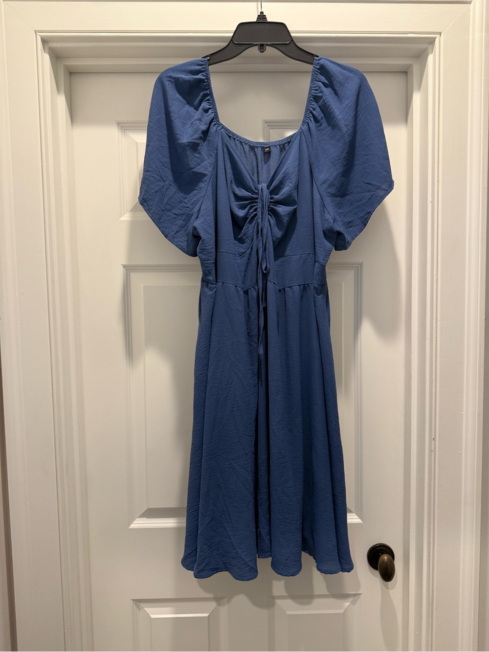 Blue Tie-Front Midi Dress